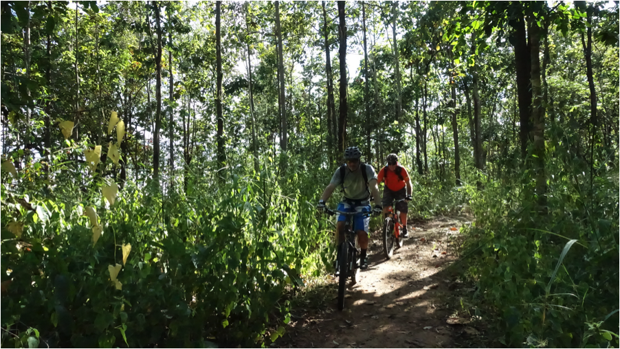 Bill (in the back) was excited to show off the trails around Mae Tang, Thailand to me and friend Shaine. 