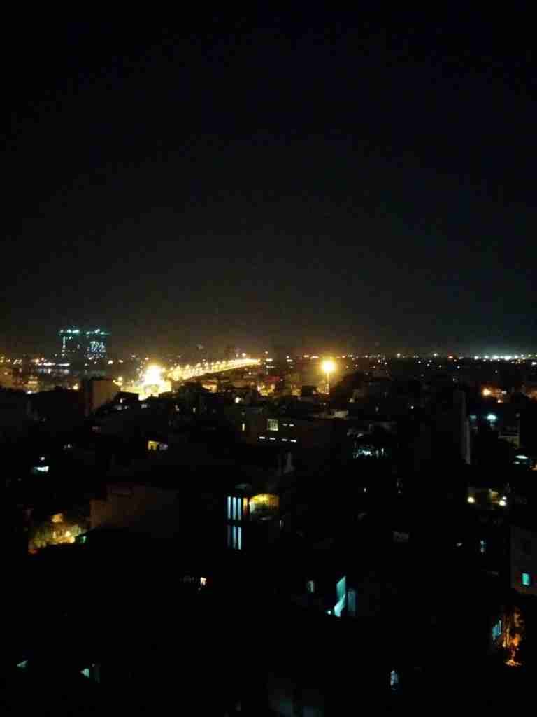 Panoramic night view of Hanoi from the Tirant Hotel rooftop