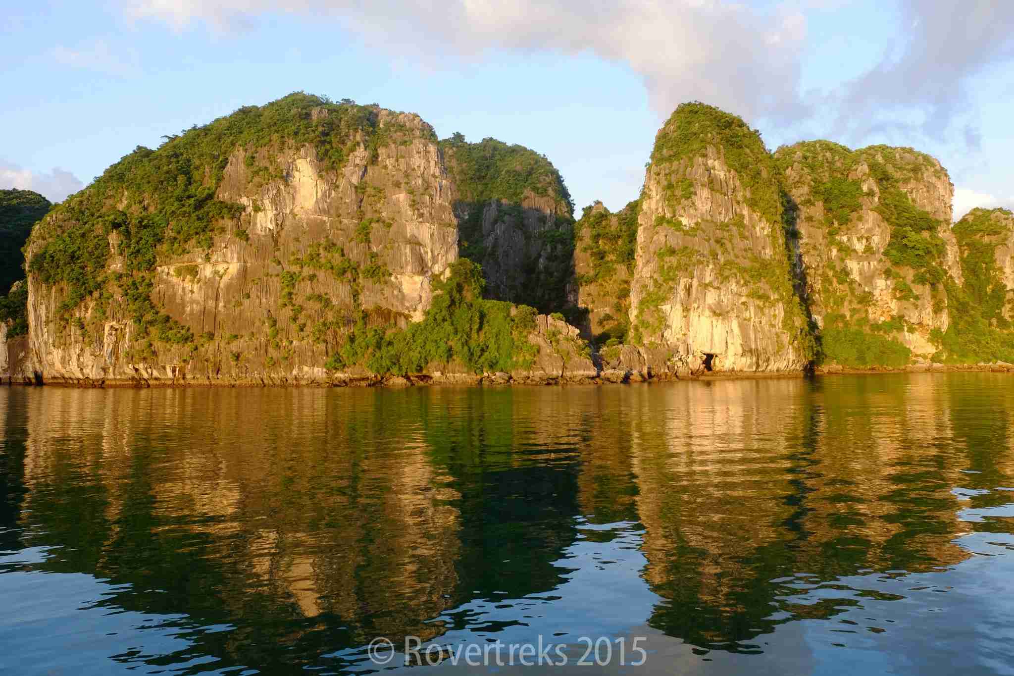 Floating villages among the limestone karsts of Halong Bay, Vietnam