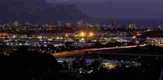 RoverTreks — A nighttime view of Strand & Gordon's Bay from Somerset West, South Africa