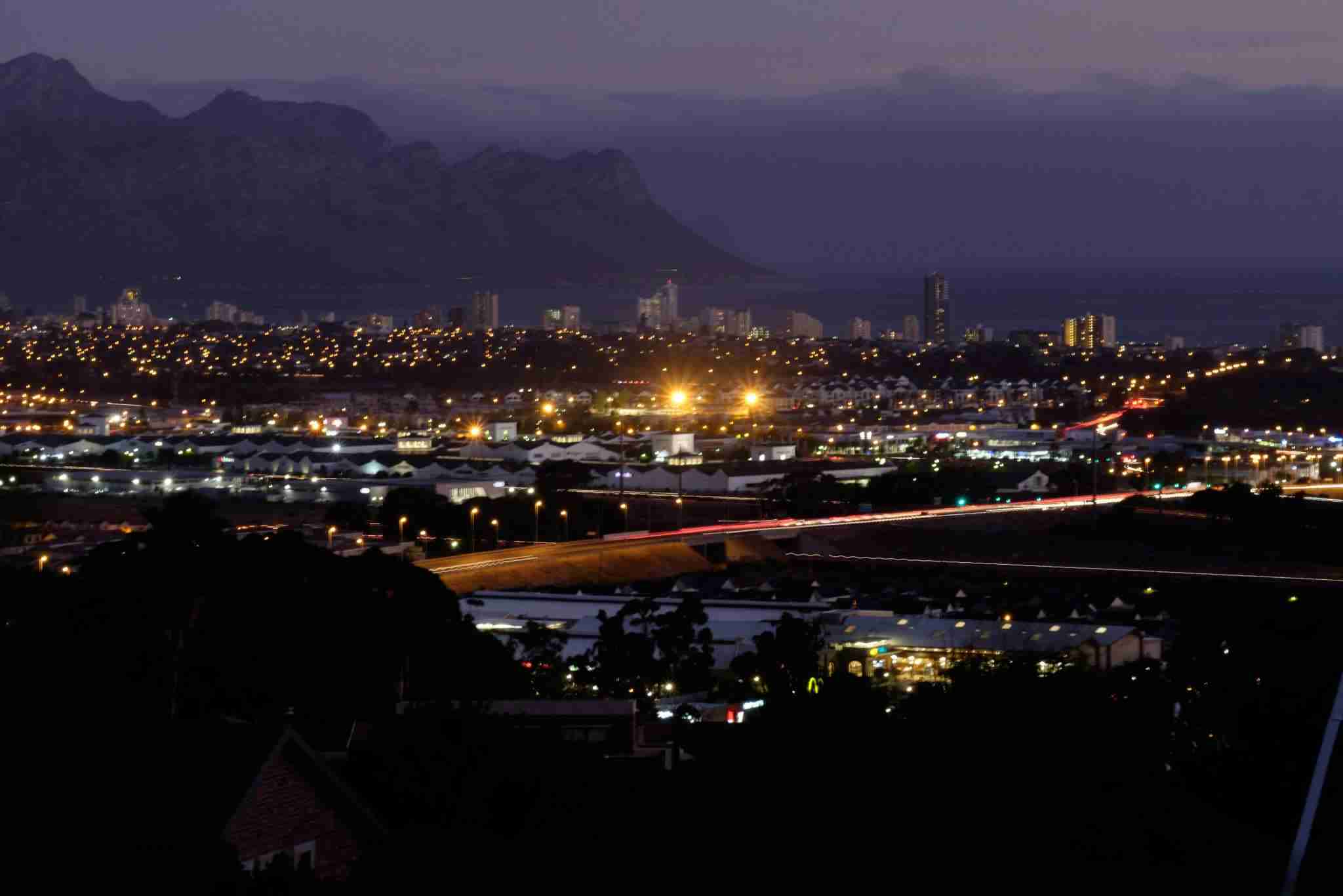 RoverTreks — A nighttime view of Strand & Gordon's Bay from Somerset West