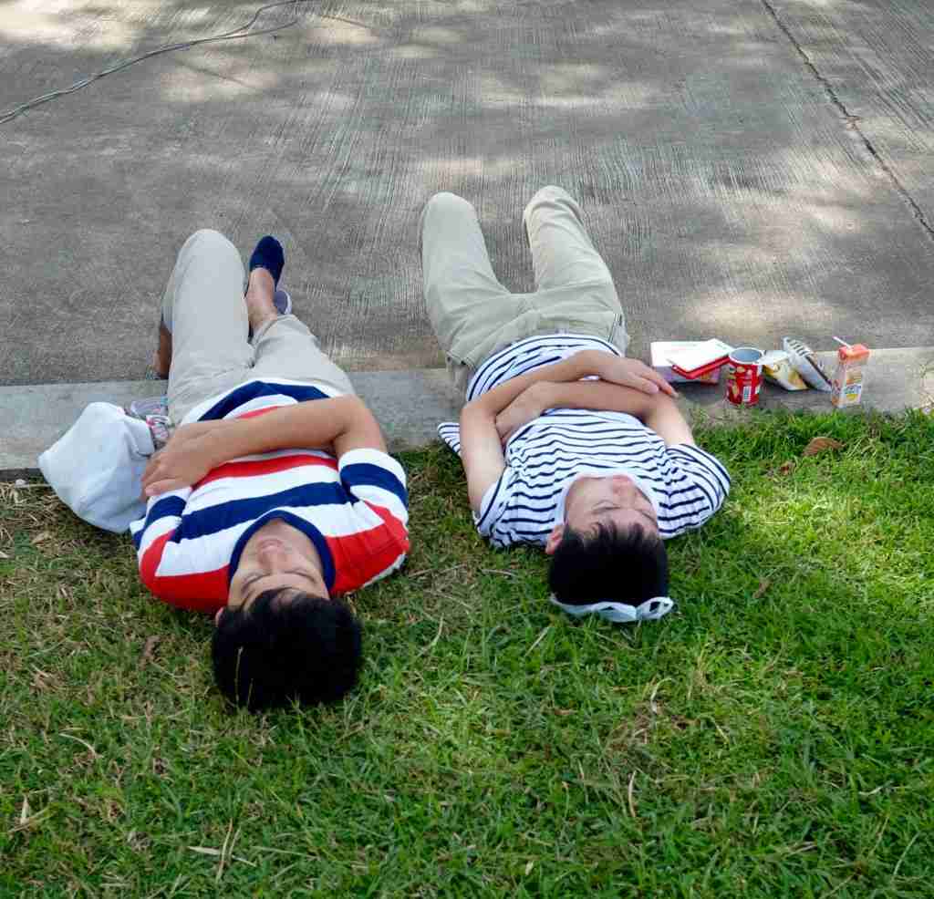 People sleeping at the festival site 8 hours before the event