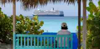 Traveler relaxing on Half Moon Cay, The Bahamas