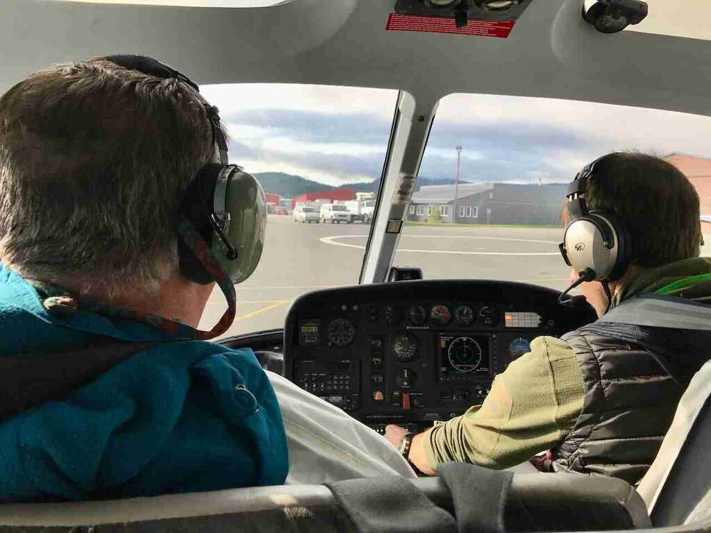 Getting ready for our aerial tour of the Taku Glacier.