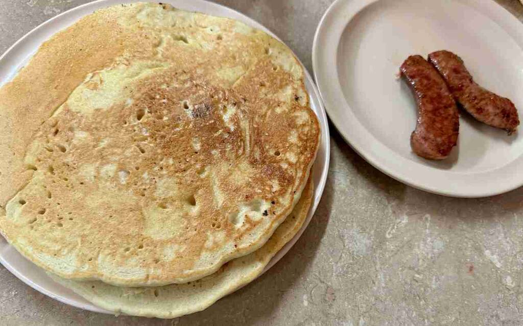 Pancakes and sausage at the Coney Island Cafe